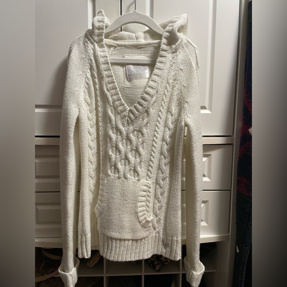 Justice girls hooded cable knit sweater. Size 10